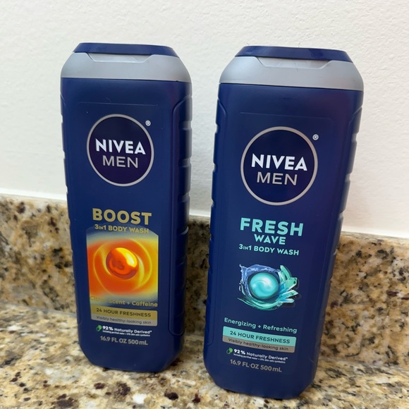 NWT Bundle of 2 Nivea Men 3-1 Body Wash in Boost and Fresh Wave - Picture 1 of 2
